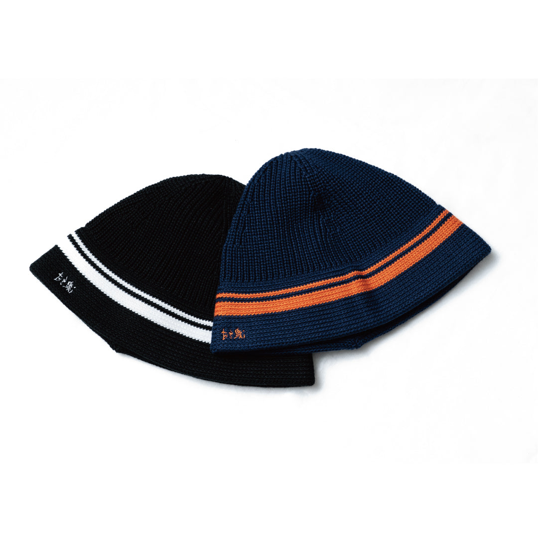 NOU-KON  STRIPE KNIT HAT｜NAVY / ORANGE