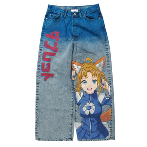 ANIME HAND-PAINTING DENIM PANTS｜BLUE