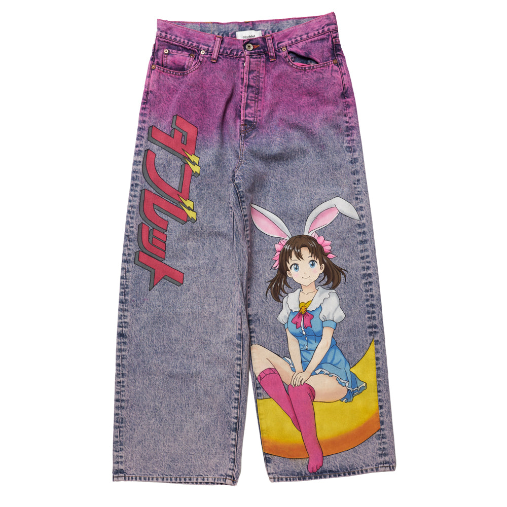 ANIME HAND-PAINTING DENIM PANTS｜PINK