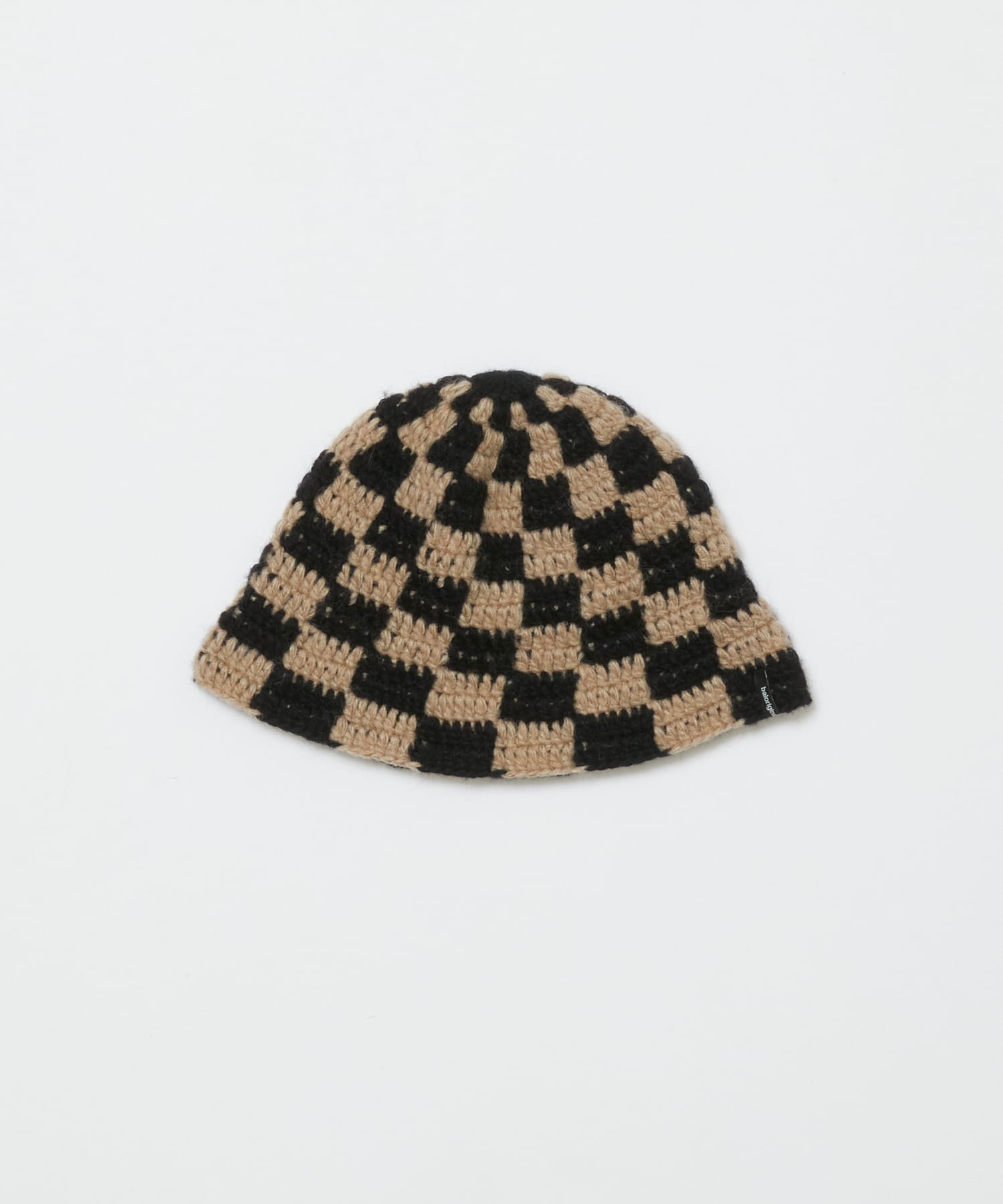 CHECKERED HAND KNIT BUCKET HAT｜BROWN