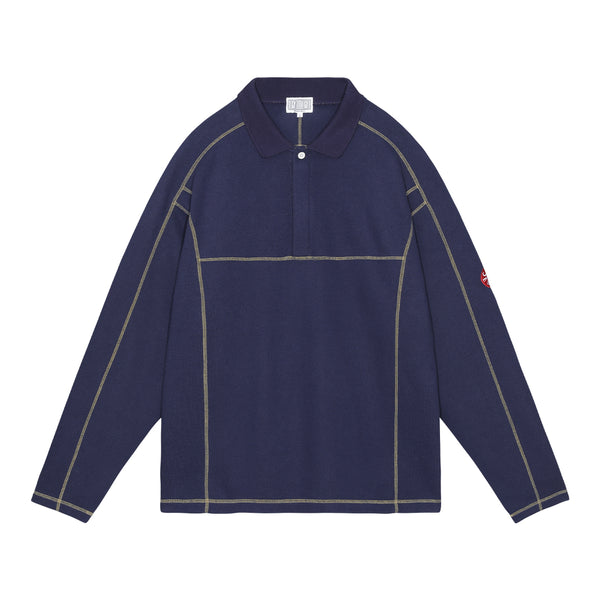 DBL KNIT LONG SLEEVE POLO｜NAVY – NOU-KON