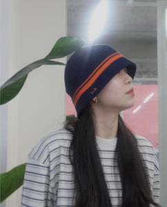 NOU-KON  STRIPE KNIT HAT｜NAVY / ORANGE