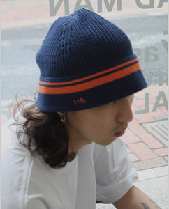 NOU-KON  STRIPE KNIT HAT｜NAVY / ORANGE