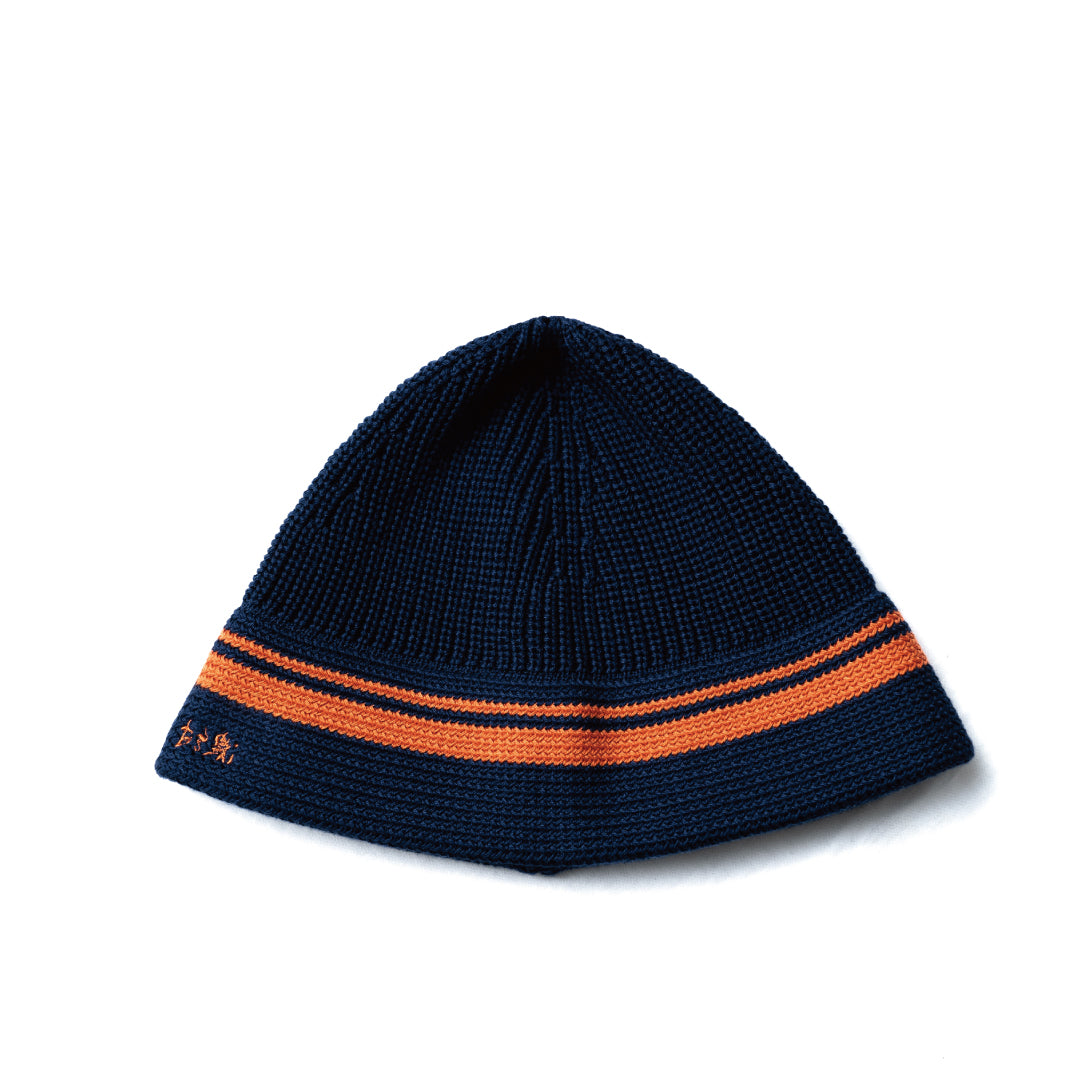 NOU-KON  STRIPE KNIT HAT｜NAVY / ORANGE