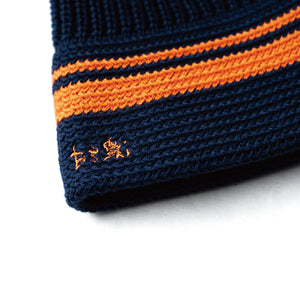 NOU-KON  STRIPE KNIT HAT｜NAVY / ORANGE