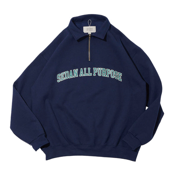 ARCH LOGO QUARTER ZIP SWEATSHIRT｜NAVY – NOU-KON