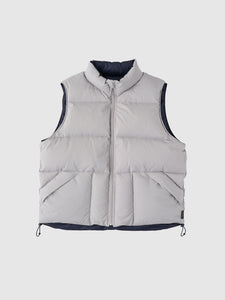 REVERSIBLE DOWN VEST｜STONE x NAVY