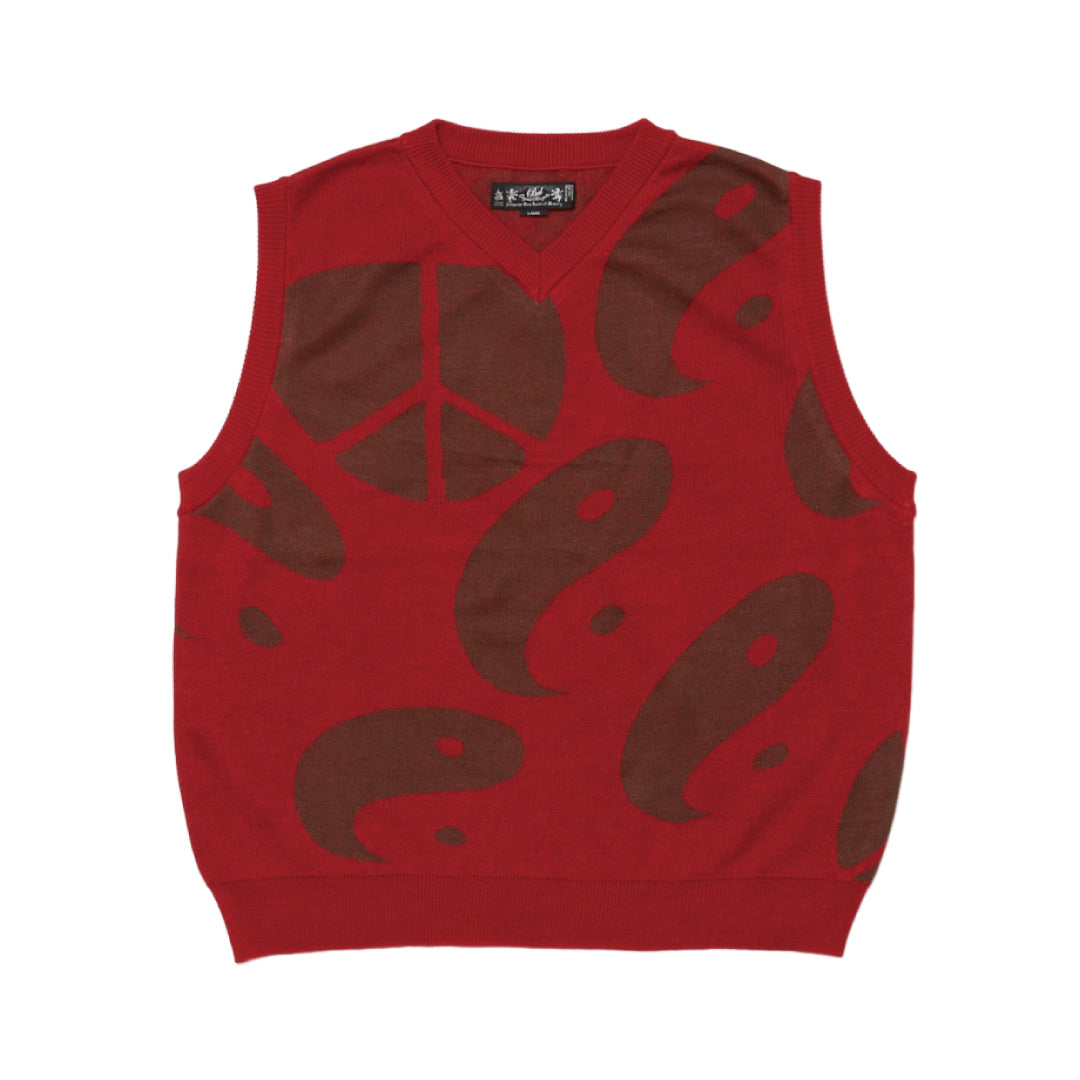 JACQUARD RAMIE VEST｜RED